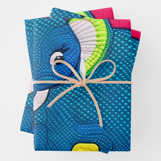 Niedlich Blue Baby Elephant - quillike Design Geschenkpapier Set (Beispiel)