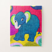 Niedlich Blue Baby Elephant - quillike Design Puzzle (Vertikal)