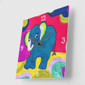 Niedlich Blue Baby Elephant - quillike Design Quadratische Wanduhr (Winkel)