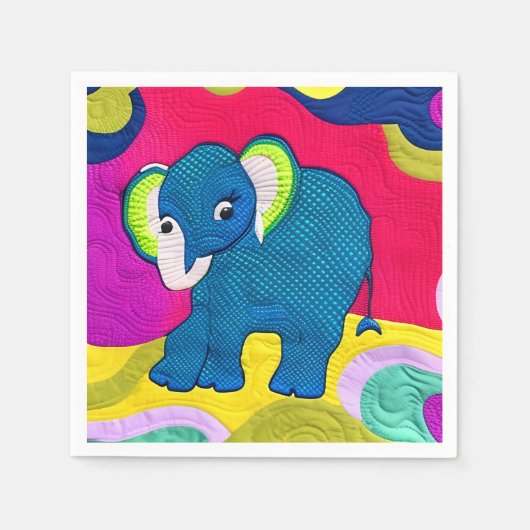 Niedlich Blue Baby Elephant - quillike Design Serviette (Vorderseite)