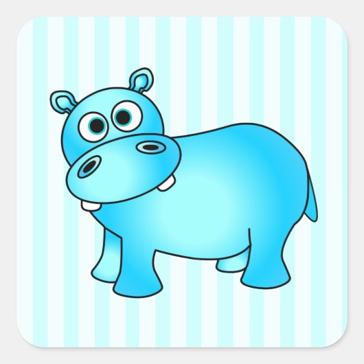 Niedlich Blue Baby Hippo Stripte Stickers (Vorderseite)