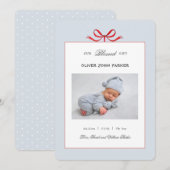 Niedlich Blue Baby Holiday Birth Ankündigung (Vorne/Hinten)