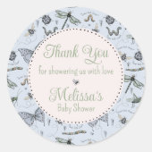 Niedlich Blue Baby Insect & Gingham Pattern Vielen Runder Aufkleber (Vorderseite)