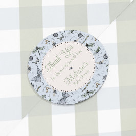 Niedlich Blue Baby Insect & Gingham Pattern Vielen Runder Aufkleber