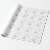 Niedlich Blue Baby Liebe Skript Bunny Rabbit Dusch Geschenkpapier (Ungerollt)