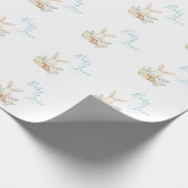 Niedlich Blue Baby Liebe Skript Bunny Rabbit Dusch Geschenkpapier (Ecke)