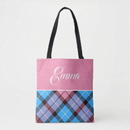 Niedlich Blue Baby Pink Kariert Tartan Personalisi Tasche