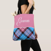 Niedlich Blue Baby Pink Kariert Tartan Personalisi Tasche (Von Nahem)