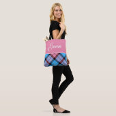 Niedlich Blue Baby Pink Kariert Tartan Personalisi Tasche (Am Model)