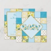 Niedlich Blue Baby Quilt Baby Dusche Einladung (Vorne/Hinten)