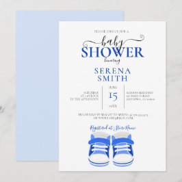 Niedlich Blue Baby Shoes BABY SHOWER Einladung