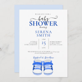 Niedlich Blue Baby Shoes BABY SHOWER Einladung