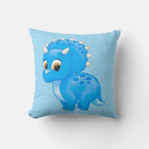 Niedlich Blue Baby Triceratops Dinosaurier Kissen