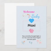 Niedlich Blue Baby Welcome Card | Personalisiert N Einladung (Vorne/Hinten)