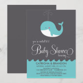 Niedlich Blue Baby Whale Baby Dusche einladen Einladung (Vorne/Hinten)