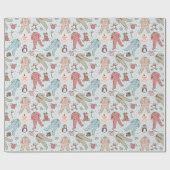Niedlich Blue Baby's First Christmas Winter Pajama Geschenkpapier (Flach)
