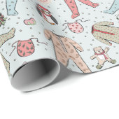 Niedlich Blue Baby's First Christmas Winter Pajama Geschenkpapier (Rolleneckpunkt)