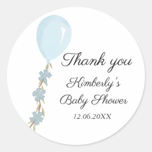 Niedlich Blue Balloon Baby Dusche Runder Aufkleber