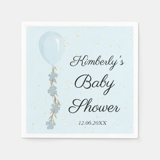 Niedlich Blue Balloon Baby Dusche Serviette (Vorderseite)