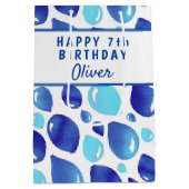 Niedlich Blue Balloon Pattern Boy's Birthday Mittlere Geschenktüte (Rückseite)