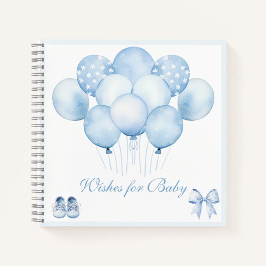 Niedlich Blue Balloons Baby Showbook Notizblock (Vorderseite)