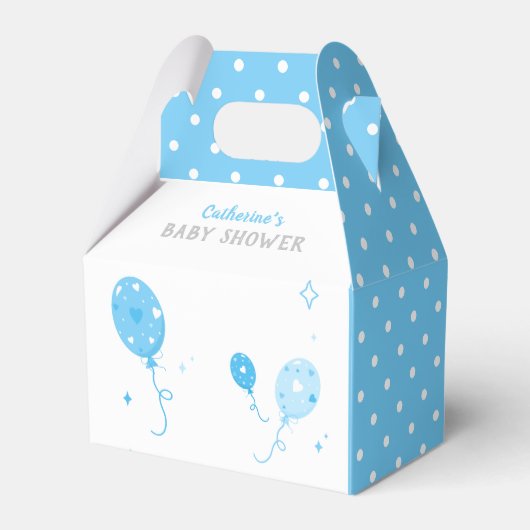 Niedlich Blue Balloons Gefallen Box Babydusche 💙 Geschenkschachtel (Vorderseite)