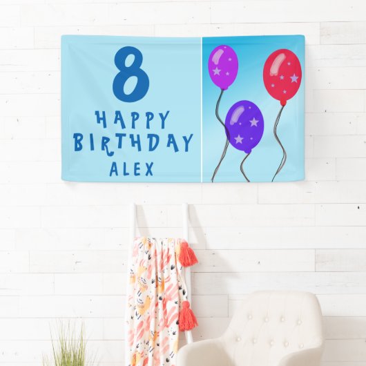 Niedlich Blue Balloons Kindergeburtstag Party Banner (Insitu)