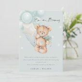 Niedlich Blue Bar Balloon Baby Announccard Dankeskarte (Stehend Vorderseite)