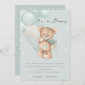 Niedlich Blue Bar Balloon Baby Announccard Dankeskarte (Vorne/Hinten)