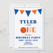 Niedlich Blue Basketball 1. Party zum Geburtstag Einladung (Vorderseite)