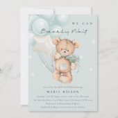 Niedlich Blue Bearly Wait Balloon Baby Dusche einl Dankeskarte (Vorderseite)
