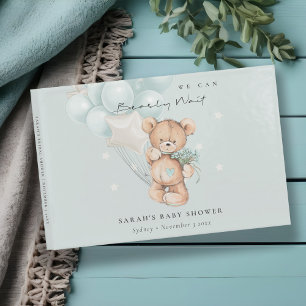 Niedlich Blue Bearly Wait Bear Balloon Baby Showdu Gästebuch