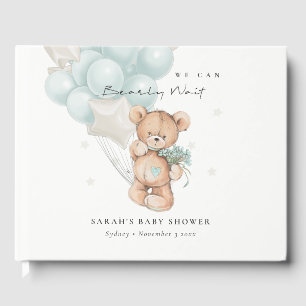 Niedlich Blue Bearly Wait Bear Balloon Baby Showdu Gästebuch