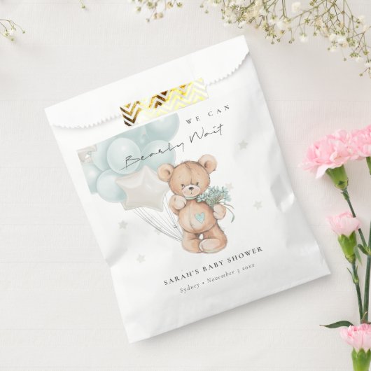 Niedlich Blue Bearly Wait Bear Balloon Baby Showdu Geschenktütchen (Versiegelt)
