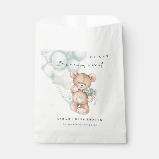 Niedlich Blue Bearly Wait Bear Balloon Baby Showdu Geschenktütchen (Vorderseite)