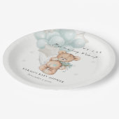 Niedlich Blue Bearly Wait Bear Balloon Baby Showdu Pappteller (Schrägansicht)