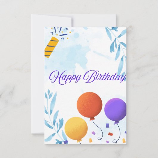 Niedlich Blue Birthday Card mit Ballons (Vorderseite)