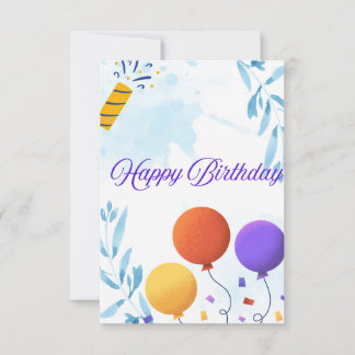 Niedlich Blue Birthday Card mit Ballons
