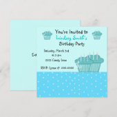 Niedlich Blue Birthday Cupcakes Einladung (Vorne/Hinten)