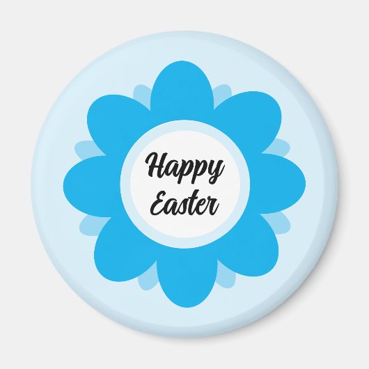 Niedlich Blue Blume Design Happy Oster Magnet (Vorne)