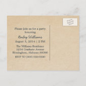 Niedlich Blue Bow Abschluss Postkarte (Rückseite)