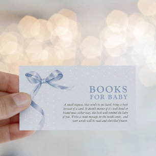 Niedlich Blue Bow Book Request Baby Dusche Begleitkarte