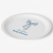 Niedlich Blue Bow Ribbon Baby Boy Dusche Pappteller (Schrägansicht)