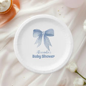 Niedlich Blue Bow Ribbon Baby Boy Dusche Pappteller