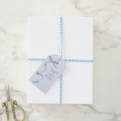 Niedlich Blue Bow Ribbon Boy Baby Dusche Geschenkanhänger (Mit Garn)