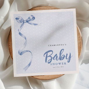 Niedlich Blue Bow Ribbon Boy Baby Dusche Serviette