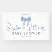 Niedlich Blue Bow Ribbon Boy Baby Dusche Willkomme Banner (Horizontal)