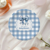 Niedlich Blue Bow Ribbon Gingham Pappteller
