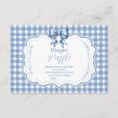 Niedlich Blue Bow Ribbon Gingham Raffle Diapper Begleitkarte (Vorderseite)