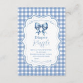 Niedlich Blue Bow Ribbon Gingham Raffle Diapper Begleitkarte (Vorderseite)